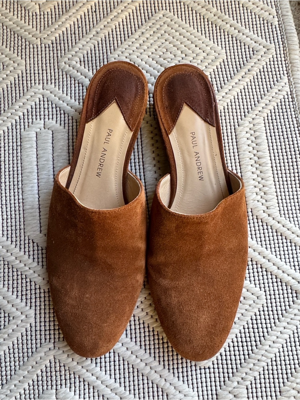 Paul Andrew Chestnut Brown Suede Slip-On Mules